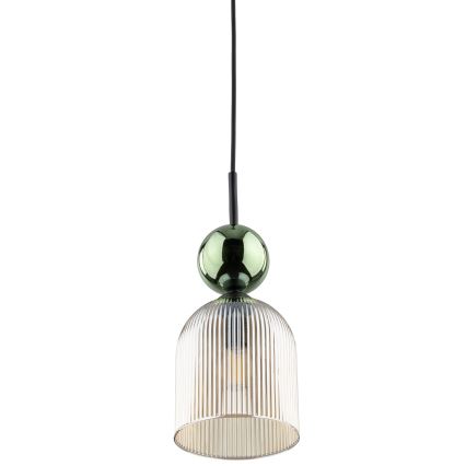 Luster na kabelu SOPHIA 1xE14/10W/230V crna/zelena/dimno bež