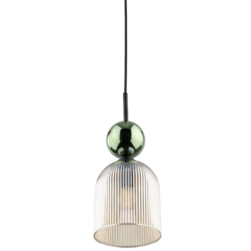 Luster na kabelu SOPHIA 1xE14/10W/230V crna/zelena/dimno bež