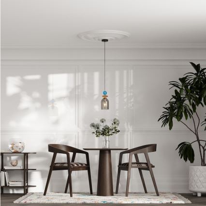 Luster na kabelu TROPEA 1xE27/15W/230V crna/dimno plava/bež