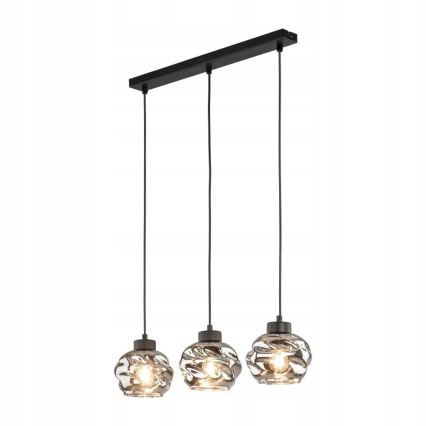 Luster na kabelu ZULIA 3xE27/15W/230V crna/zadimljena crna