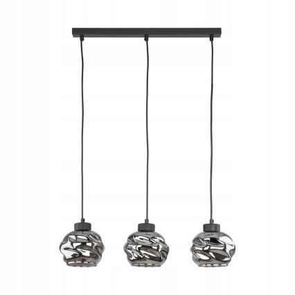 Luster na kabelu ZULIA 3xE27/15W/230V crna/zadimljena crna