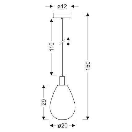 Luster na kablu DENSO 1xG9/5W/230V Ø 20 cm bakrena/crna