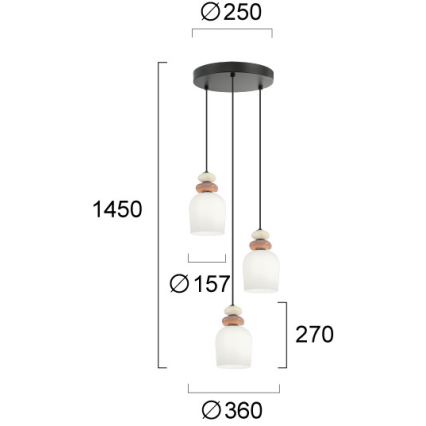 Luster na kablu HILDA 3xE14/40W/230V crna/smeđa