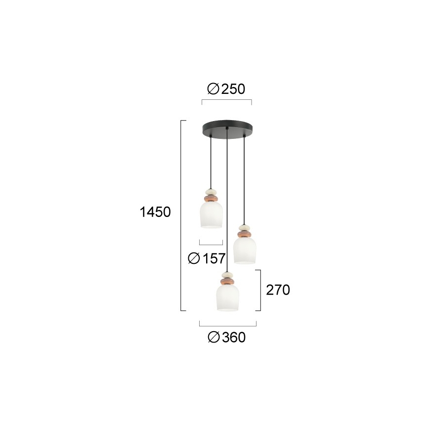 Luster na kablu HILDA 3xE14/40W/230V crna/smeđa