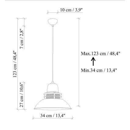Luster na kablu TIBET 1xE27/40W/230V narančaste boje