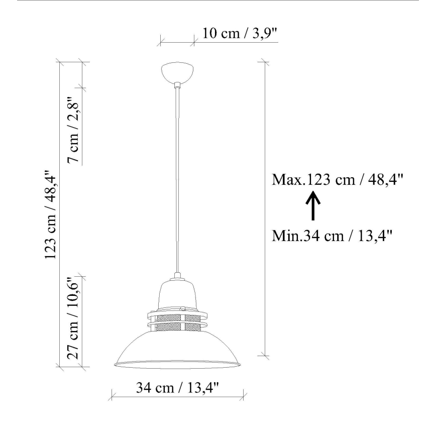 Luster na kablu TIBET 1xE27/40W/230V narančaste boje