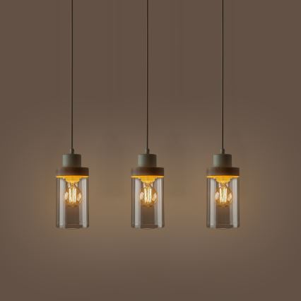 Luster na kablu WOODNEST 3xE27/15W/230V borovina/krem