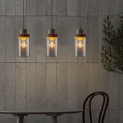 Luster na kablu WOODNEST 3xE27/15W/230V borovina/krem