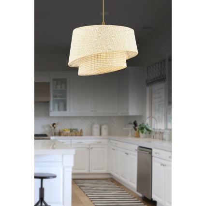 Luster na konopcu BARETTE 1xE27/60W/230V kremasta