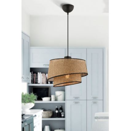 Luster na konopcu BARETTE 1xE27/60W/230V smeđa/crna