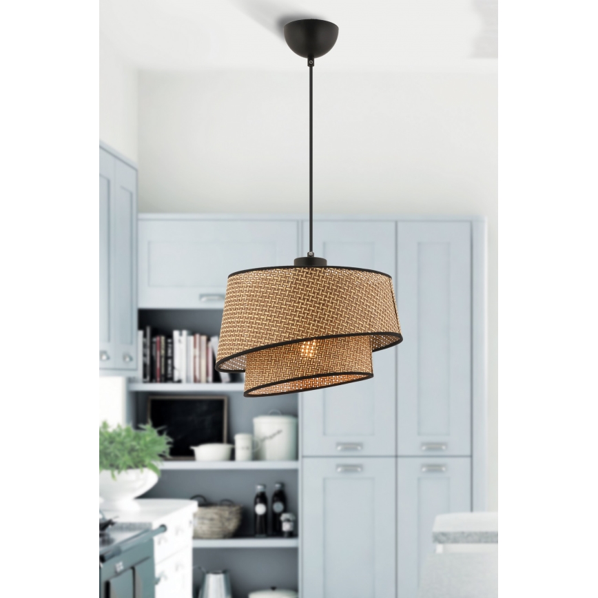 Luster na konopcu BARETTE 1xE27/60W/230V smeđa/crna