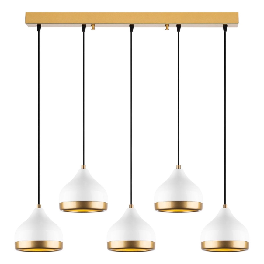 Luster na konopné špagátu YILDO 5xE27/40W/230V bijela/zlatna