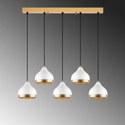 Luster na konopné špagátu YILDO 5xE27/40W/230V bijela/zlatna