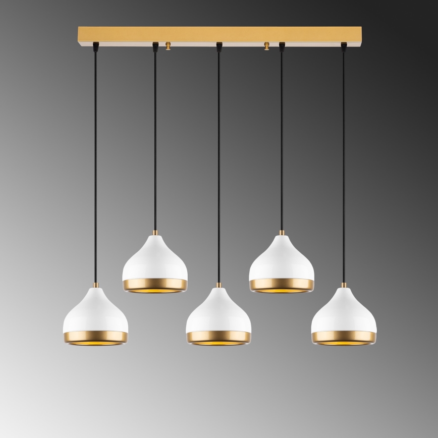 Luster na konopné špagátu YILDO 5xE27/40W/230V bijela/zlatna