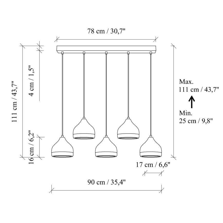 Luster na konopné špagátu YILDO 5xE27/40W/230V bijela/zlatna