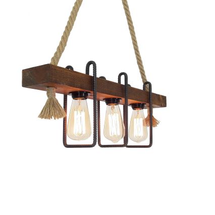 Luster na konopu KUTUK 3xE27/40W/230V borovina