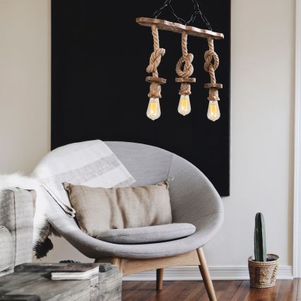 Luster na lančanoj ovjesu EREBOS 3xE27/40W/230V smeđa