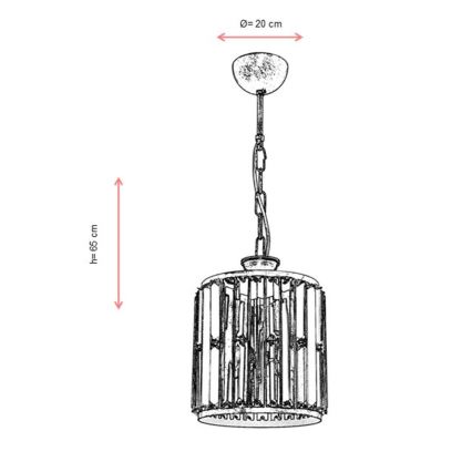 Luster na lančiću CRYSTALLINE 1xE27/6W/230V brončana