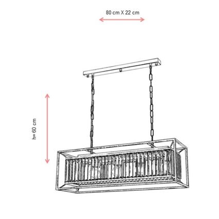 Luster na lančiću CRYSTALLINE 4xE27/6W/230V brončani