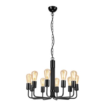 Luster na lancu, 10 x E27 (max. 60 W), 230 V, crne boje