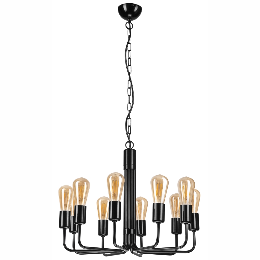 Luster na lancu, 10 x E27 (max. 60 W), 230 V, crne boje