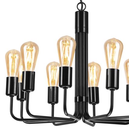 Luster na lancu, 10 x E27 (max. 60 W), 230 V, crne boje