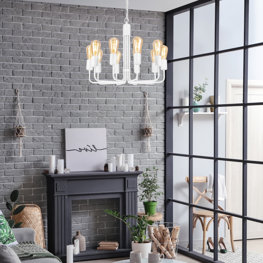 Luster na lancu 10xE27/60W/230V bijeli