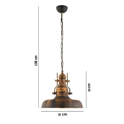 Luster na lancu 1xE27/40W/230V brončana
