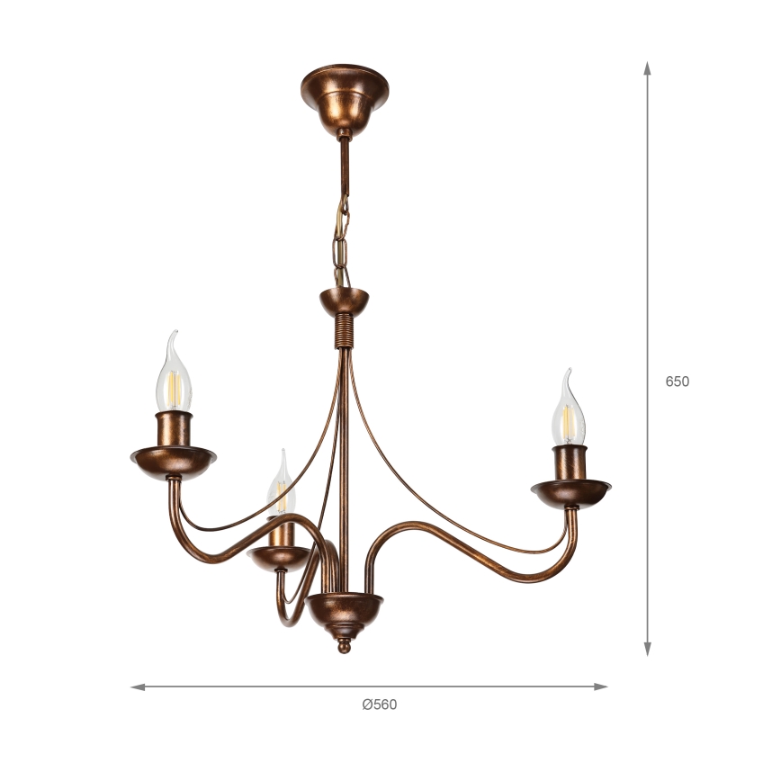 Luster na lancu ANTON 3xE14/15W/230V brončani