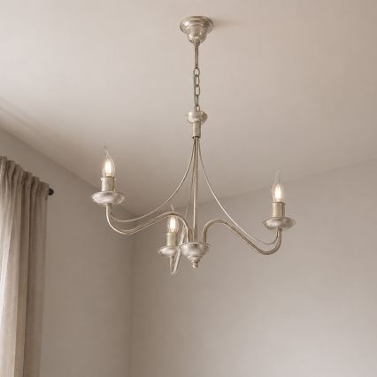 Luster na lancu ANTON 3xE14/60W/230V bijela patina