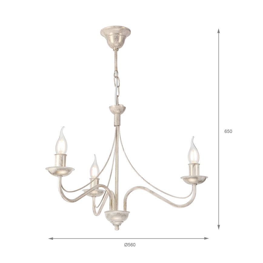 Luster na lancu ANTON 3xE14/60W/230V bijela patina