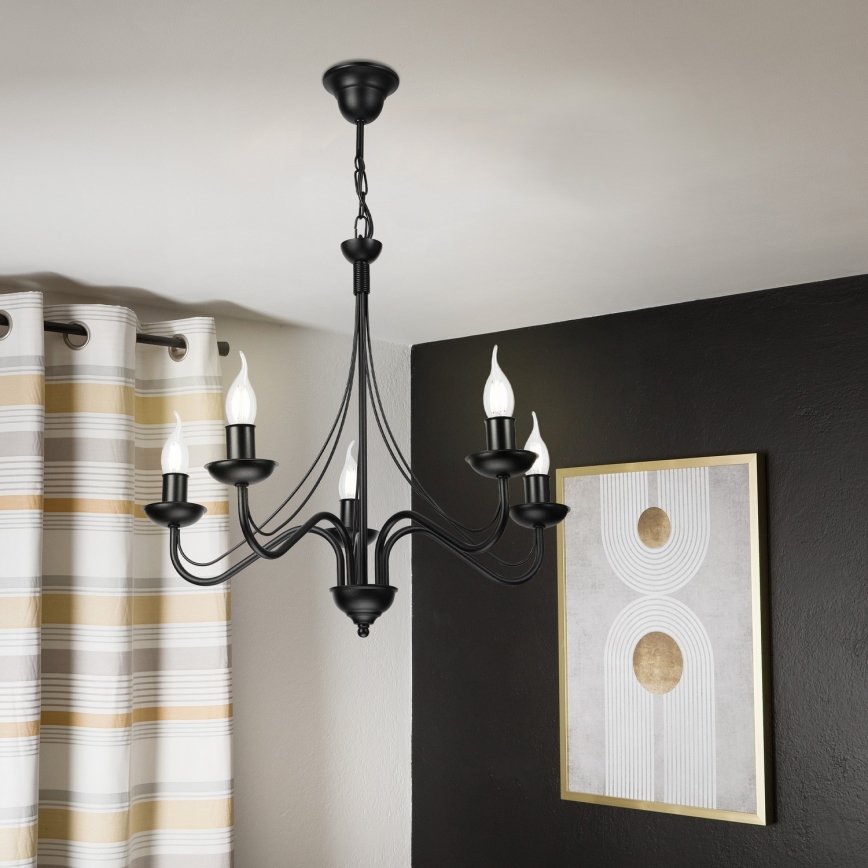 Luster na lancu ANTON 5xE14/15W/230V crna