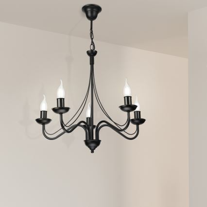 Luster na lancu ANTON 5xE14/15W/230V crna