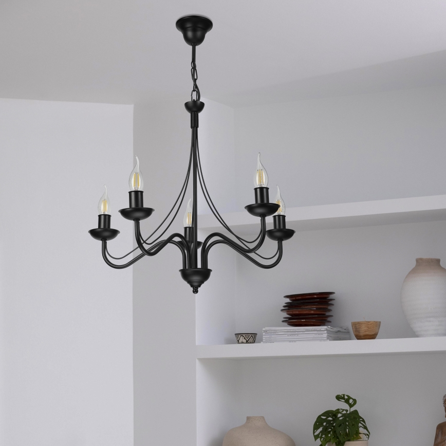 Luster na lancu ANTON 5xE14/15W/230V crna
