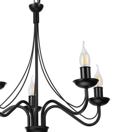 Luster na lancu ANTON 5xE14/15W/230V crna
