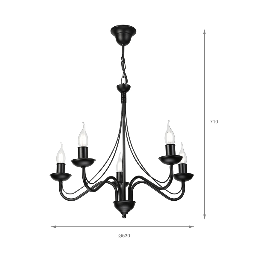 Luster na lancu ANTON 5xE14/15W/230V crna