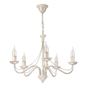 Luster na lancu ANTON 5xE14/60W/230V bijela patina