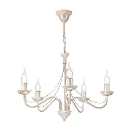 Luster na lancu ANTON 5xE14/60W/230V bijela patina