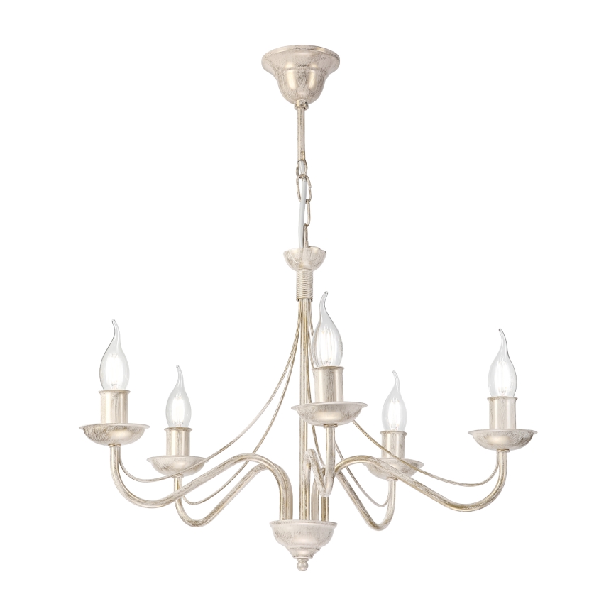 Luster na lancu ANTON 5xE14/60W/230V bijela patina