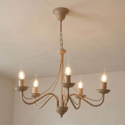 Luster na lancu ANTON 5xE14/60W/230V u bež boji