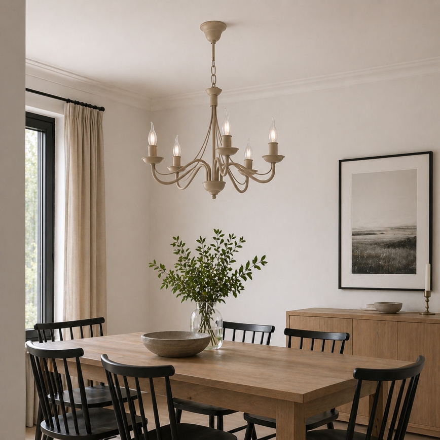 Luster na lancu ANTON 5xE14/60W/230V u bež boji