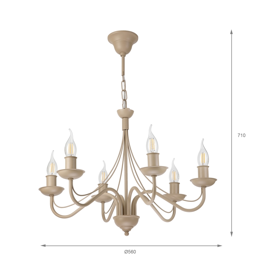 Luster na lancu ANTON 6xE14/60W/230V bež