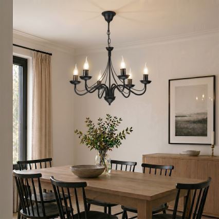 Luster na lancu ANTON 6xE14/60W/230V crne boje