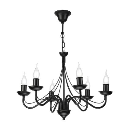 Luster na lancu ANTON 6xE14/60W/230V crne boje