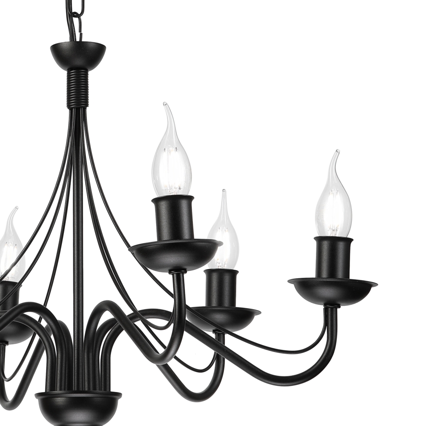 Luster na lancu ANTON 6xE14/60W/230V crne boje