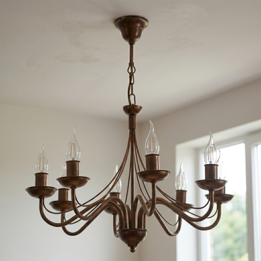 Luster na lancu ANTON 8xE14/60W/230V brončane boje