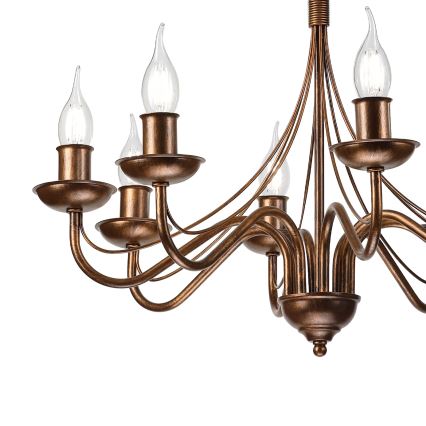 Luster na lancu ANTON 8xE14/60W/230V brončane boje