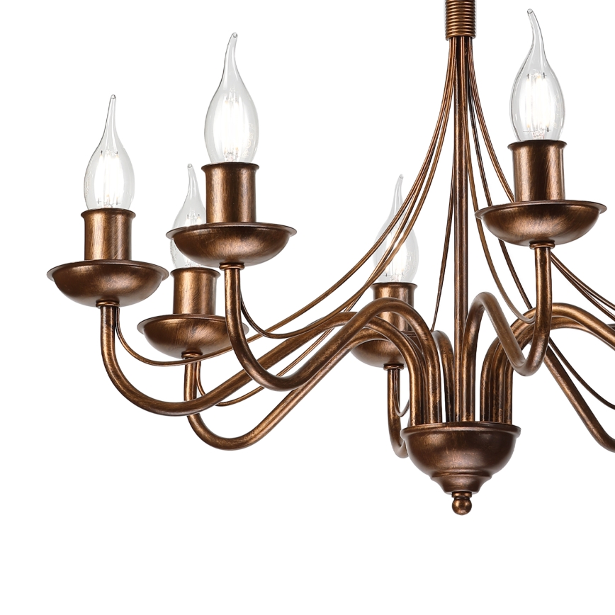 Luster na lancu ANTON 8xE14/60W/230V brončane boje