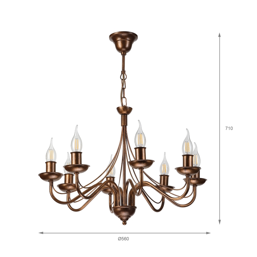 Luster na lancu ANTON 8xE14/60W/230V brončane boje
