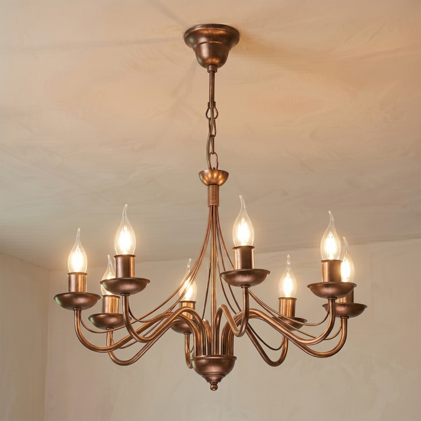 Luster na lancu ANTON 8xE14/60W/230V brončani